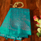 Pure Kanchipuram Soft Silk Saree with All Over Zari Woven Thread Work & Plain Blouse Piece, Teal, SK1016