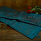 Pure Kanchipuram Soft Silk Saree with All Over Zari Woven Thread Work & Plain Blouse Piece, Teal, SK1016