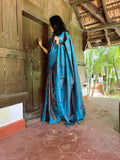 Pure Kanchipuram Soft Silk Saree with All Over Zari Woven Thread Work & Plain Blouse Piece, Teal, SK1016