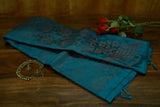Pure Kanchipuram Soft Silk Saree with All Over Zari Woven Thread Work & Plain Blouse Piece, Teal, SK1016