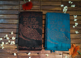 Pure Kanchipuram Soft Silk Saree with All Over Zari Woven Thread Work & Plain Blouse Piece, Teal, SK1016