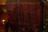 Pure Kanchipuram Soft Silk Saree with All Over Zari Woven Thread Work & Plain Blouse Piece, Black, SK1017