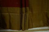 Pure Kanchipuram Soft Silk Saree with Broad Zari Brocade One Side Border, Pure Gold & Silver Zari Butta & Plain Mustard Blouse Piece, Maroon - Mustard, SK1018