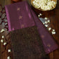 Pure Kanchipuram Soft Silk Saree with Broad Zari Brocade One Side Border, Pure Gold & Silver Zari Butta & Plain Brown Blouse Piece, Lavendar - Brown, SK1019