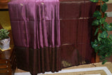Pure Kanchipuram Soft Silk Saree with Broad Zari Brocade One Side Border, Pure Gold & Silver Zari Butta & Plain Brown Blouse Piece, Lavendar - Brown, SK1019
