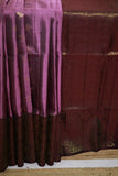 Pure Kanchipuram Soft Silk Saree with Broad Zari Brocade One Side Border, Pure Gold & Silver Zari Butta & Plain Brown Blouse Piece, Lavendar - Brown, SK1019