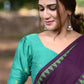 Handloom Pure Cotton Mangalgiri Saree with Woven Thread Border, Purple, SR1047