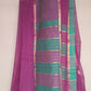 Pure Cotton Mangalagiri Saree with Self Checks & Temple Zari Border,  Purple - Green, SR1048