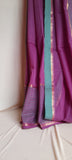 Pure Cotton Mangalagiri Saree with Self Checks & Temple Zari Border,  Purple - Green, SR1048