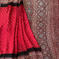 Deep Maroon & Brown Modal Silk Bandhani - Ajrakh Saree with Blouse Piece, SS1022