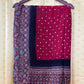 Deep Maroon & Brown Modal Silk Bandhani - Ajrakh Saree with Blouse Piece, SS1022