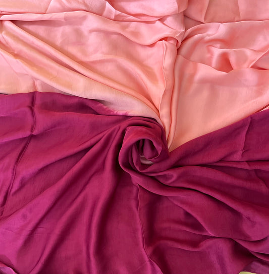 Peach & Maroon Shaded Modal Silk Saree with Blouse Piece, SS1024