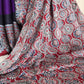 Purple Modal Silk Saree with Plain body, Red Ajrakh border Pallu & Blouse Piece, SS1027