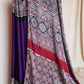 Purple Modal Silk Saree with Plain body, Red Ajrakh border Pallu & Blouse Piece, SS1027