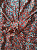 Ajrakh Bandhani Modal Silk Saree with Ajrakh Blouse Piece ,Midnight Blue - Ruby Red SS1031