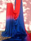 Ombre Modal Silk Saree with Running Blouse Piece ,Scarlet Red and Royal Blue, SS1032