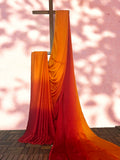 Ombre Modal Silk Saree with Running Blouse Piece ,Mustard and Rust Orange , SS1033
