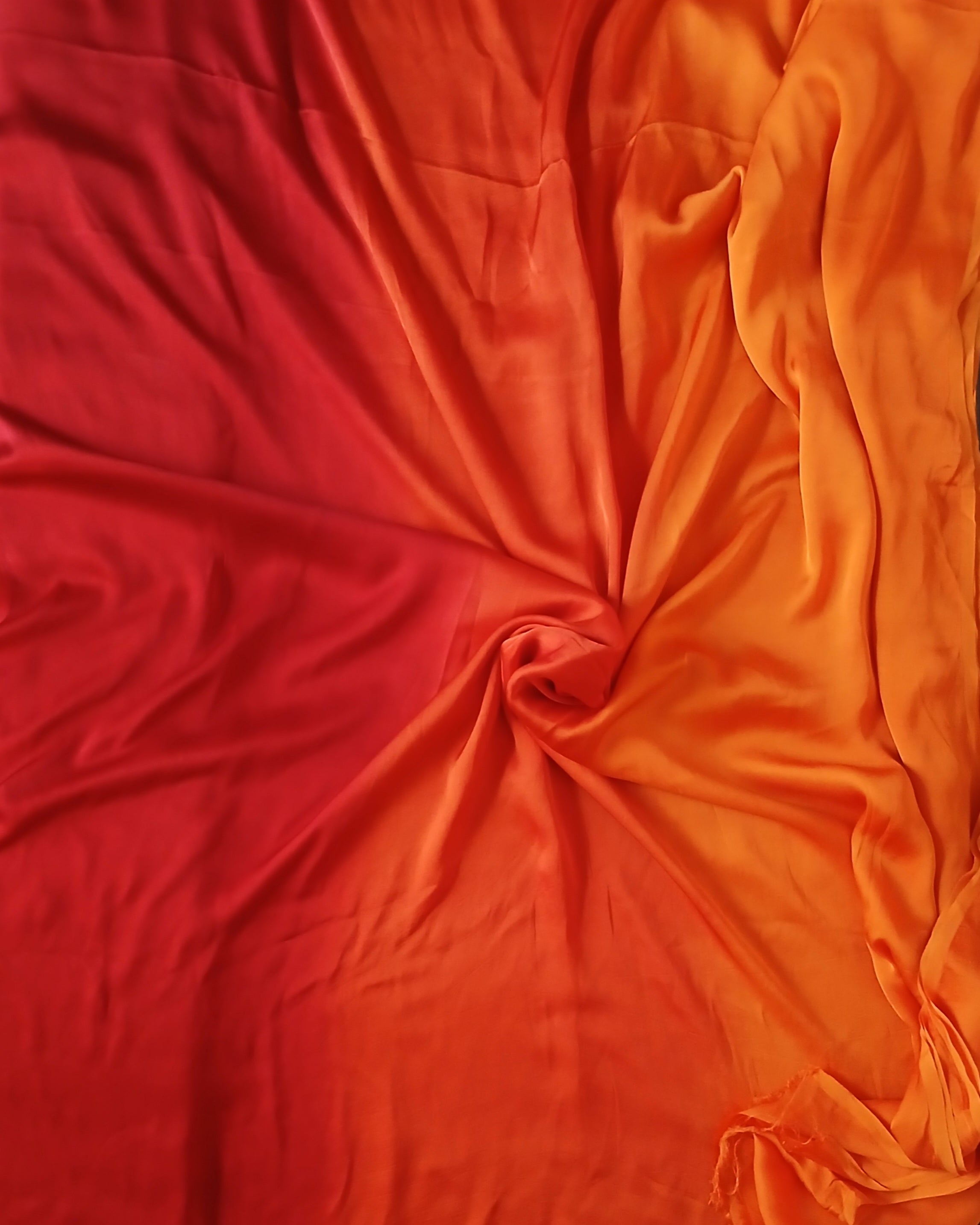 Ombre Modal Silk Saree with Running Blouse Piece ,Mustard and Rust Orange , SS1033
