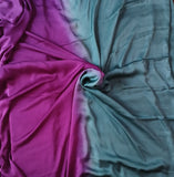 Ombre Modal Silk Saree with Running Blouse Piece ,Teal Green and Royal Purple , SS1034