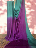 Ombre Modal Silk Saree with Running Blouse Piece ,Teal Green and Royal Purple , SS1034