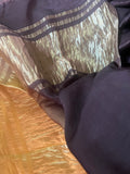 Golden Beige and Coffee Brown Ombre Modal Silk Saree with Tissue Pallu,   SS1035
