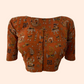 Kalamkari  Cotton  Round neck Blouse,  Orange,  BK1258