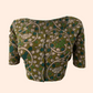 Kalamkari  Cotton  Round neck Blouse,  Olive Green,  BK1255