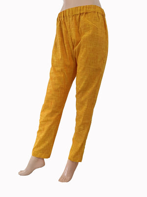 Slub Cotton Pants with Pockets, Fully Elasticated, Yellow, PN1108