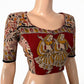Kalamkari  Mul Cotton  Round neck  Blouse with Lining,  Beige - Red,  BK1278