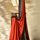 Sunset Orange & Ebony Black Modal Silk Bandhani - Ajrakh Saree with Blouse Piece, SS1002