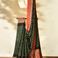 Lush Green & Rosy Red Modal Silk Bandhani - Ajrakh Saree with Blouse Piece, SS1017