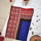 Modal Silk Bandhani-Ajrakh Saree with Blouse Piece,Blue-Red,SS1001