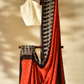 Sunset Orange & Ebony Black Modal Silk Bandhani - Ajrakh Saree with Blouse Piece, SS1002