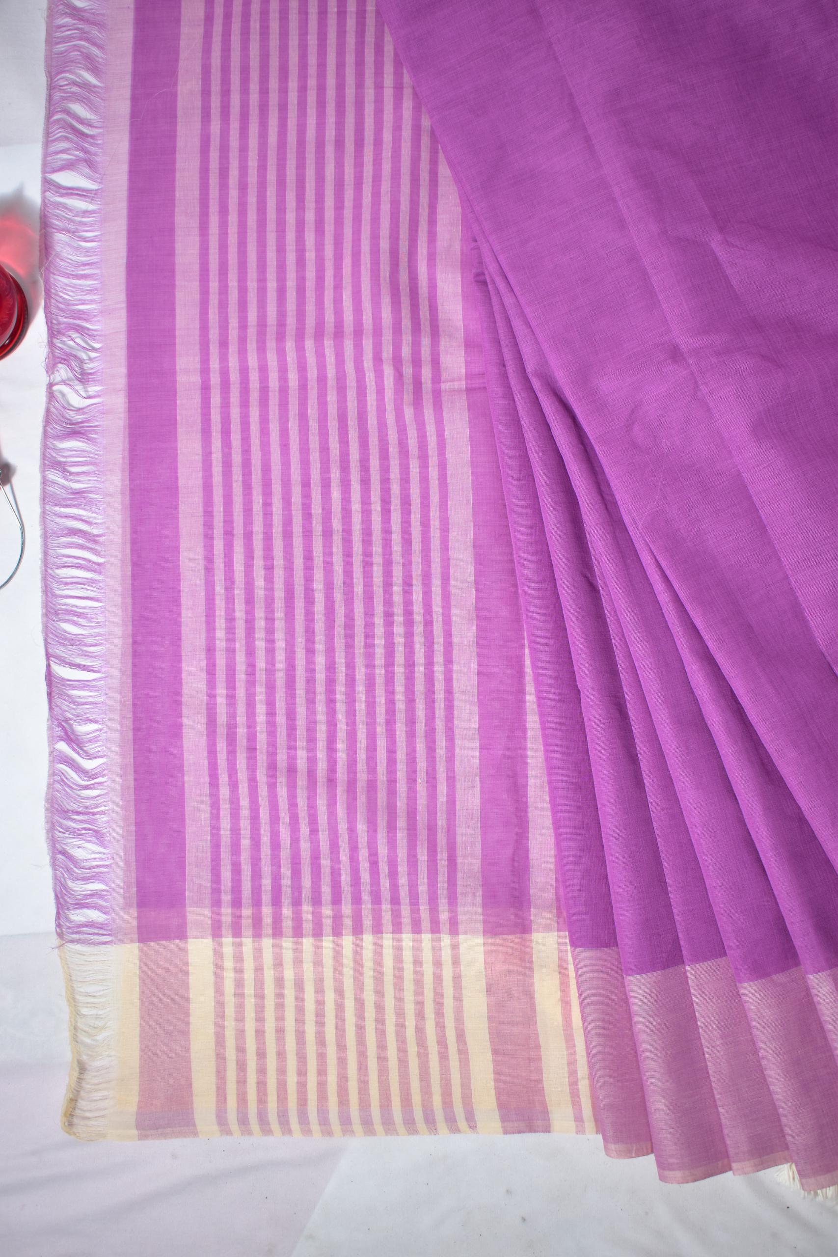 Pure Handloom Mangalgiri Cotton Saree with Contrast Border,  Lavendar,  SR1038
