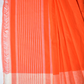 Pure Handloom Mangalgiri Cotton Saree with Contrast Border,  Orange,  SR1041