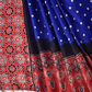 Modal Silk Bandhani-Ajrakh Saree with Blouse Piece,Blue-Red,SS1001