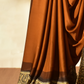 Dusky Grey & Mustard Modal Silk Saree with Plain body, Ajrakh border Pallu & Blouse Piece, SS1018