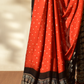 Sunset Orange & Ebony Black Modal Silk Bandhani - Ajrakh Saree with Blouse Piece, SS1002