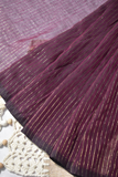Handloom Mulmul Cotton Saree with Woven Zari Stripes & Tassles, Coffee Brown, SR1017