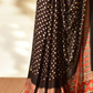 Scarlet Red & Ebony Black Modal Silk Bandhani - Ajrakh Saree with Blouse Piece, SS1005