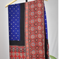 Modal Silk Bandhani-Ajrakh Saree with Blouse Piece,Blue-Red,SS1001