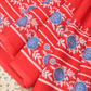 Block Printed Mul Cotton Saree,  Red,  SR1043