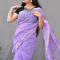 Pure Cotton Kota Doria Block Printed Saree with Zari Border,  Lavender, SR1031