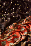Scarlet Red & Ebony Black Modal Silk Bandhani - Ajrakh Saree with Blouse Piece, SS1005