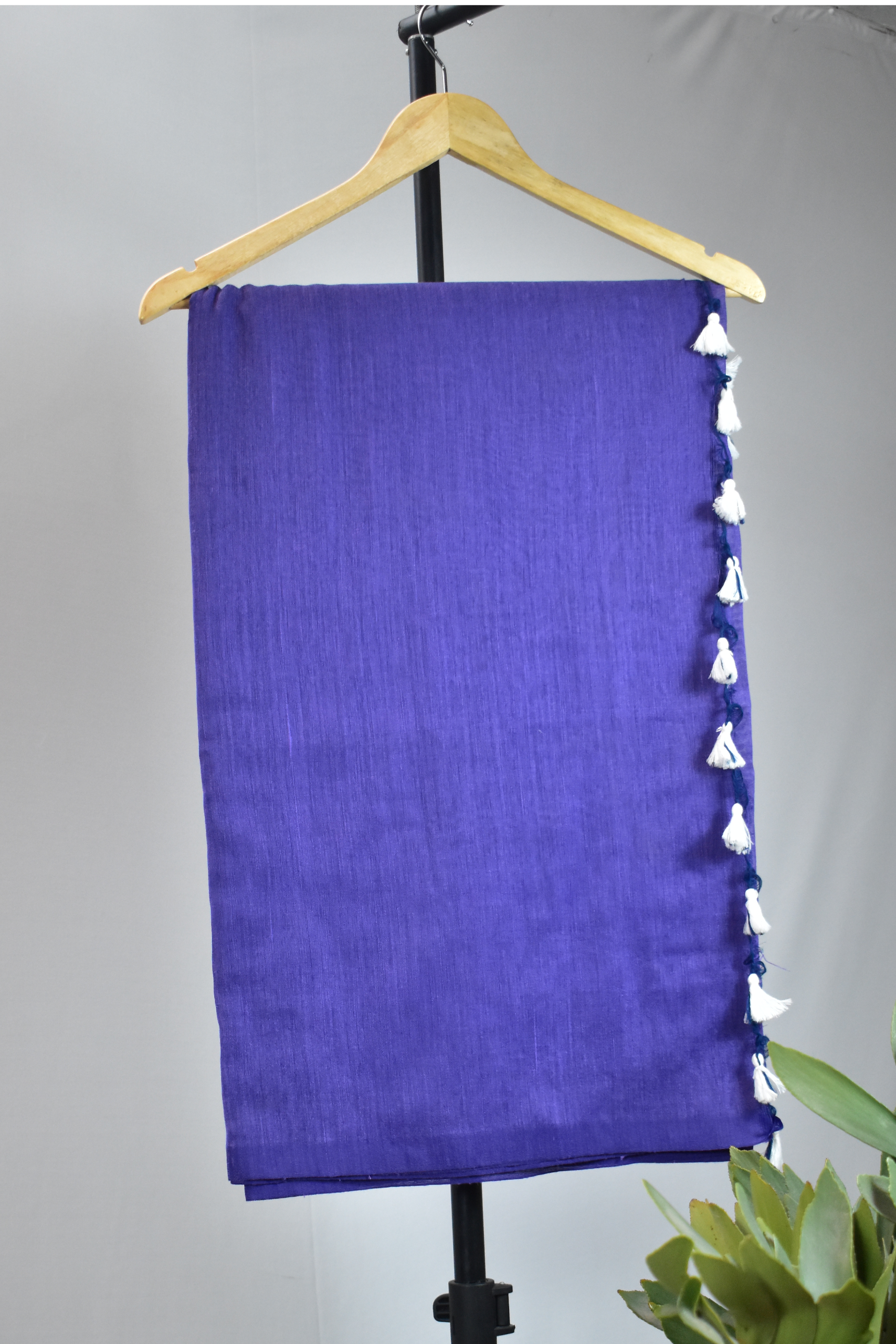 Handloom Soft Cotton Saree with Tassles,  Lavendar - blue,  SR1035