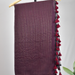 Handloom Mulmul Cotton Saree with Woven Zari Stripes & Tassles, Coffee Brown, SR1017