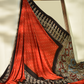 Sunset Orange & Ebony Black Modal Silk Bandhani - Ajrakh Saree with Blouse Piece, SS1002