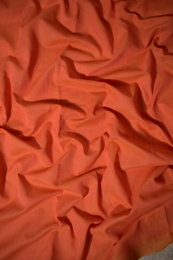 Pure Handloom Mangalgiri  Plain Cotton Saree with Tassles,  Orange,  SR1040