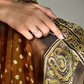 Amber Yellow & Dusky Grey Modal Silk Bandhani - Ajrakh Saree with Blouse Piece, SS1021