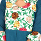 Handloom Cotton Round neck Pleated Kurta with Embroidery Patches, Bottle Green , KW1035